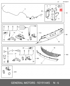 Opel Astra J,Insignia,Meriva-B,Zafira-B датчик парктроника 93191445 GENERAL MOTORS