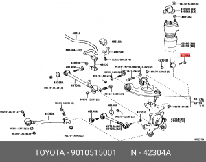 БОЛТ МЕТАЛЛИЧЕСКИЙ 90105-15001 TOYOTA