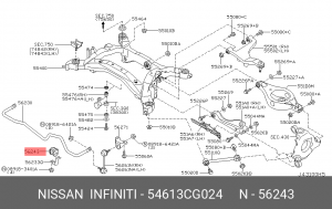 Infiniti FX 35/37/45/50 03- втулка заднего стабилизатора 54613-CG024 NISSAN INFINITI