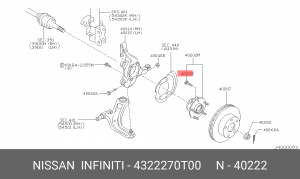 Nissan, Subaru, Mazda шпилька колесная Tiida, Qashqai, Almera Classic  ПЕРЕД М12 4322270T00 NISSAN INFINITI