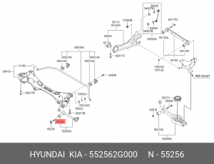 Hyundai IX35/Sportage 11- 2WD/Elantra 06-11 Сайлентблок развального рычага задне 552562G000 HYUNDAI KIA