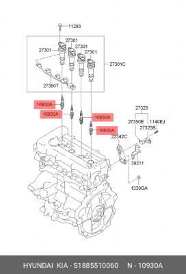 Свеча зажигания СОЛЯРИС / I20 NGK S1885510060 HYUNDAI KIA