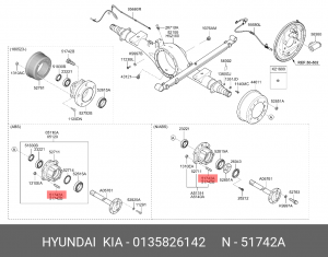 Kia Bongo III шпилька колеса зад лев для 2х скат модиф 0135826142 HYUNDAI KIA