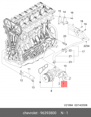 Chevrolet Epica 2,0 - 2.5б Термостат 96393800 GENERAL MOTORS