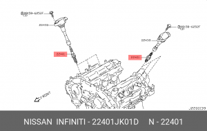 Infinity EX37/FX37/G37 08- свеча зажигания 22401-JK01D NISSAN INFINITI