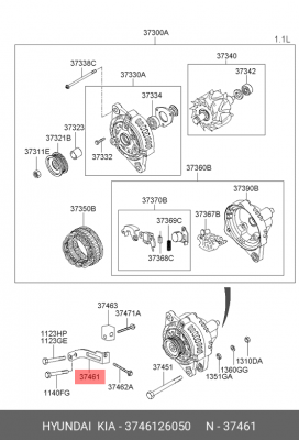 Hyundai Планка натяжителя генератора 3746126050 HYUNDAI KIA