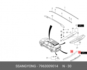 KYRON накладка двери задка 7963009014 SSANG YONG