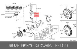 Nissan X-Trail T31 QR25DE 2.5 Вкладыши шатунные 0.25 12117-JA00A NISSAN INFINITI