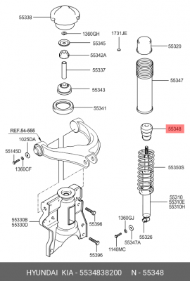 Hyundai Sonata 99-/Magentis 03- отбойник задн аммортизатора 5534838200 HYUNDAI KIA