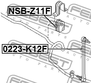 Nissan Cube Z11, March K12 АКПП Втулка переднего стабилизатора NSB-Z11F FEBEST