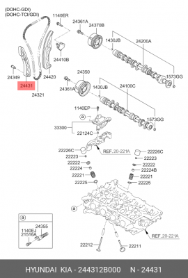 Hyundai Solaris/Rio 12-/i45/Sonata YF 2,0/Elantra/Ceed/i30 06-11 1.6- направляющ 244312B000 HYUNDAI KIA