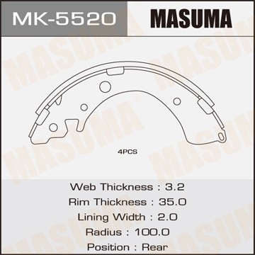 Honda HR-V колодки задние барабанные МАСУМА MK5520 MASUMA