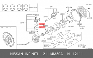 Nissan Primera вкладыш шатунный(2шт на шатун) 12111-4M50A NISSAN INFINITI