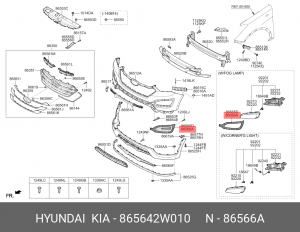 Hyundai Santa Fe 13- Окантовка ПТФ правая 865642W010 HYUNDAI KIA