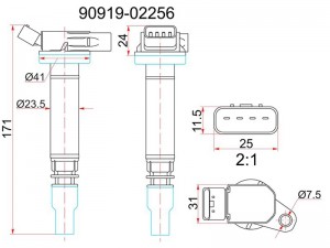 Toyota Corolla 180 1,3 Катушка зажигания  2,3GR#, 3UR# 2ARFXE ST9091902256 SAT