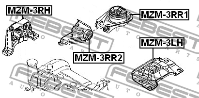 Mazda 3 подушка двигателя задняя нижняя к подрамнику MZM-3RR1 FEBEST