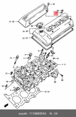 Suzuki уплотнительные шайбы клапанной крышки 11188-85FA0 SUZUKI