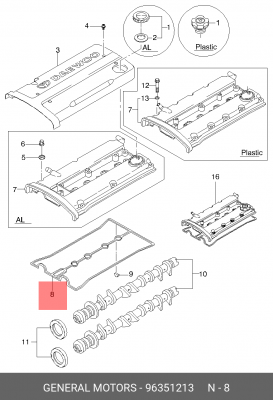 Daewoo Nubira DOHC J100 / lacetti t-образное сечение Прокладка клапанной крышки 96351213 DAEWOO