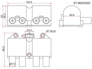 Daewoo Matiz 1.0/Lanos/Nexia 08-SOHC/Aveo 1.2/CAPTIVA 2.4/Cruze 1.6 109 Катушка  ST96253555 SAT