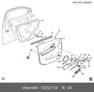 OPEL Astra J, Insignia, Meriva, Zafira пистон обшивки двери 13252118 GENERAL MOTORS