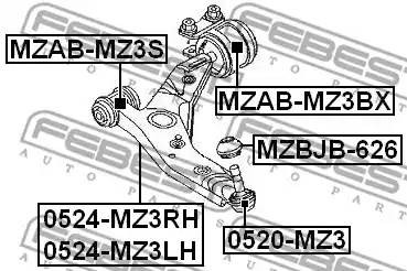 Ford Focus 3 Сайлентблок задний переднего рычага( без кронштейна) MZABMZ3BX FEBEST