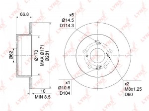 Диск тормозной задний camry v40 BN-1136 LYNXAUTO