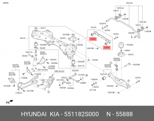 Hyundai IX35/Sportage 11- 2WD Сайлентблок заднего верх поперечн рычага( 4шт авто 551182S000 HYUNDAI KIA