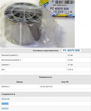 Nissan Micra, Note, Cube, LOGAN подшипник задней ступицы р/к 52*25*37 FC40570S06 NTN SNR