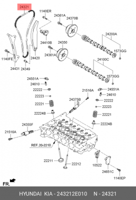 Hyundai Ix35 14- 2.0б/Elantra 11-2,0б/i40 2.0б/Optima 12-/Sportage 14- Цепь ГРМ  243212E010 HYUNDAI KIA
