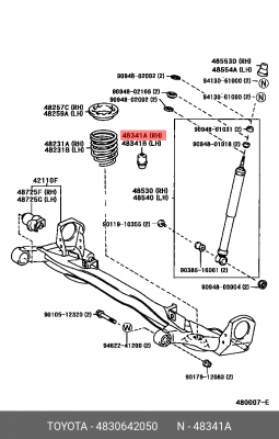 Toyota RAV-4 00-06 отбойник задней подвески 48306-42050 TOYOTA