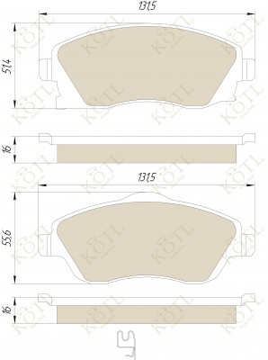 Opel Combo, Corsa C колодки передние(2 одного вида + 2 другого) 1570KT KOTL