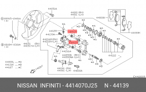 Направляющий болт, корпус  скобы тормоза 4414070J25 NISSAN INFINITI