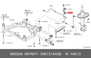 Nissan Murano Z51 08- втулка переднего стабилизатора 54613-1AA0B NISSAN INFINITI