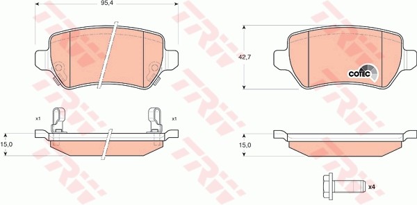 Колодки торм.зад. GDB1515 TRW