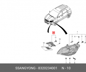 SS Action NEW Фара ПТФ правая 8320234001 SSANG YONG