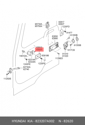 HYUNDAI HD160-1000 Ручка двери внутренняя правая 823207A002 HYUNDAI KIA