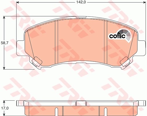 Nissan Qashqai колодки передние дисковые GDB3467 TRW