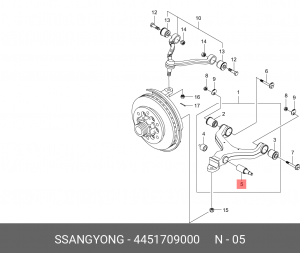 SS Kyron/Actyon 06-/Sport Сайлентблок нижн перед рычага (амортизатора) 4451709000 SSANG YONG