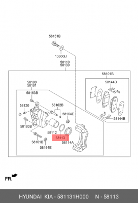 Kia Cerato 12 Уплотнение поршня суппорта 581131H000 HYUNDAI KIA