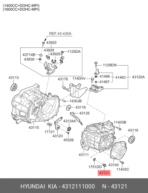Hyunda/Kia пробка сливная КПП    M16x1.5 4312111000 HYUNDAI KIA