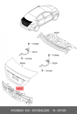 Hyundai Solaris SED Панель задка 691004L000 HYUNDAI KIA