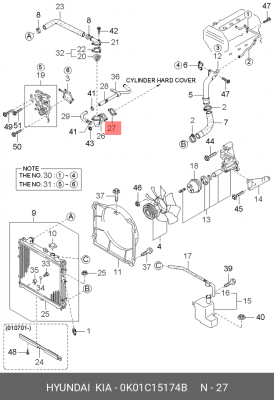 Kia Sportage 97-05 2.0DOHC Прокладка корпуса термостата 0K01C15174B HYUNDAI KIA