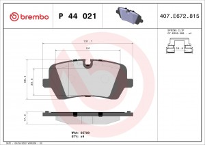 Range Rover колодки тормозные задние BREMBO P44021 BREMBO