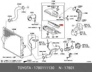 Toyota LC Prado J150 2.8D 15- фильтр воздушный 17801-11130 TOYOTA