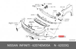 Nissan Tiida молдинг переднего бампера правый 62074-EM30A NISSAN INFINITI