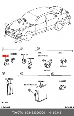 Toyota Prado кольцо датчика парктроника 89348-33060-C0 TOYOTA