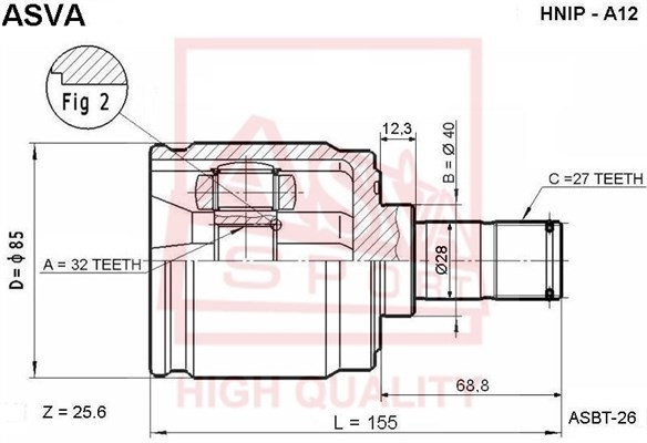 HONDA CR-V 97-00 ШРУС ВНУТРЕННИЙ ПРАВЫЙ HNIP-A12 ASVA