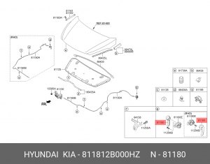 Hyundai Santa Fe 10- Ручка  открывания капота 811812B000HZ HYUNDAI KIA