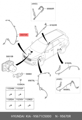 Датчик АБС передний правый 95671C5000 HYUNDAI KIA