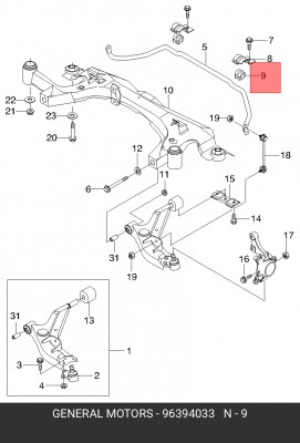 Daewoo leganza 98-02 втулка стаб перед 96394033 GENERAL MOTORS